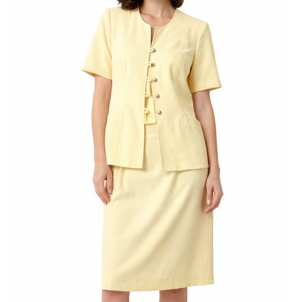 Vintage Oleg Cassini Yellow SkirtSuit Set 12 Size New
